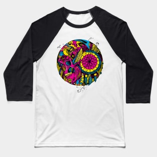 CMYK Skull and Dreamcatcher Circle Baseball T-Shirt